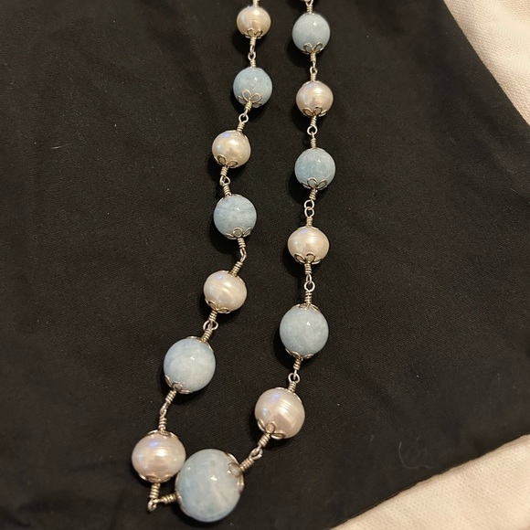 Aquamarine Cabachon Necklace - Picture 2 of 3